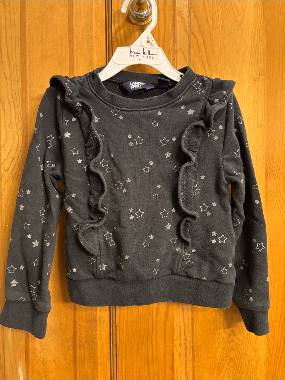 Lands' End Black Ruffle Star Sweatshirt